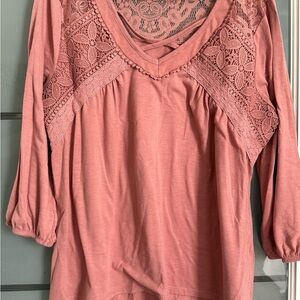 Absolutely Famous Pink Lace Detail Blouse
